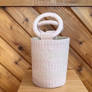 Pink Woven Basket with Handle